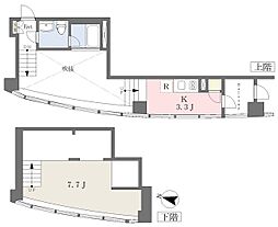 東京メトロ東西線 落合駅 徒歩1分の賃貸マンション 7階1Kの間取り