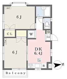 メゾン.ド.豊 2DKの間取図画像