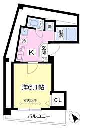 キューブ東町 1Kの間取図画像