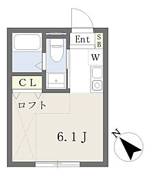 シュロス吉祥寺 1階ワンルームの間取り