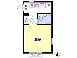 フローラーハイム 2階ワンルームの間取り