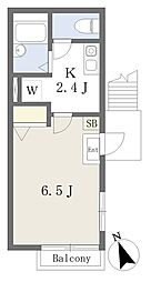 ショコラハイツ 1階1Kの間取り