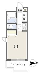 スカイヒルズ武蔵野 8階1Kの間取り
