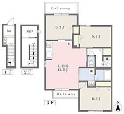 グランカルム三鷹 3SLDKの間取図画像