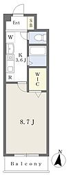ハイブリッジ三鷹 1Kの間取図画像