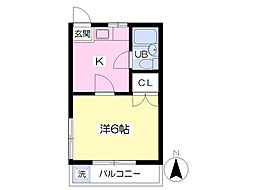 コーポ中山 1DKの間取図画像