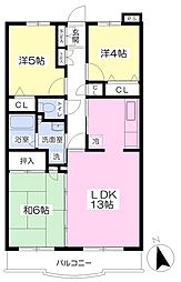 サングリーン西原B 3LDKの間取図画像