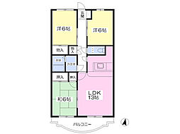 アドヴィスマンション 1階3LDKの間取り