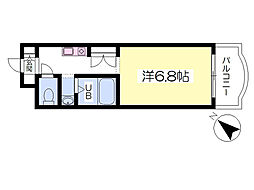 ヒルサイド柚木 2階ワンルームの間取り