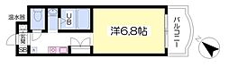 ヒルサイド柚木 3階ワンルームの間取り