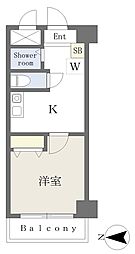 グロブナーハウス八王子II 3階1Kの間取り