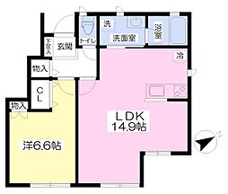 トワ・ヴェールＡ 1階1LDKの間取り