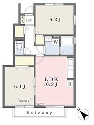 Ｔ−Ｔｈｒｅｅ　Ａ 1階2LDKの間取り