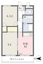 まほろば21 2階2DKの間取り