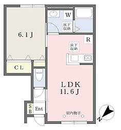 ガーデニアテラス・ウエスト 1階1LDKの間取り