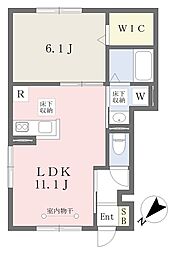 ガーデニアテラス・ウエスト 1階1LDKの間取り