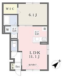 ガーデニアテラス・サウス 1階1LDKの間取り