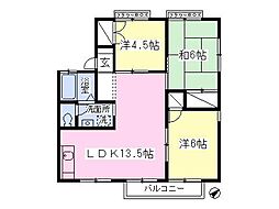 クレストＡ 1階3LDKの間取り