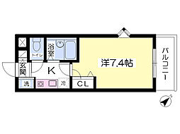 ミルトニアめじろ台 2階1Kの間取り
