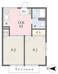 ドリームコーポ守屋 101 1階2DKの間取り