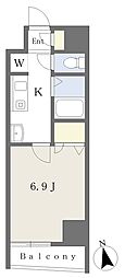 ヴィルネーヴF 1Kの間取図画像