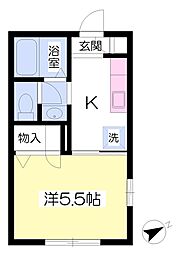 エクセルエイト 1Kの間取図画像
