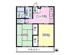 アベニュー陵南 2DKの間取図画像