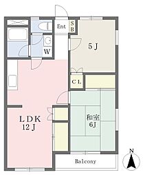 ニューライフ学園 2LDKの間取図画像