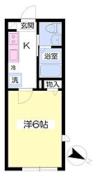 フィレンツェ元横 1Kの間取図画像