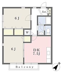 グリーンウエストA 2DKの間取図画像