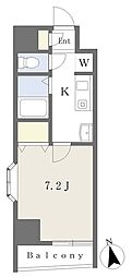 ヴィルネーヴF 1Kの間取図画像