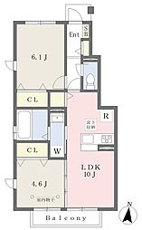 菜園ハイム 2LDKの間取図画像