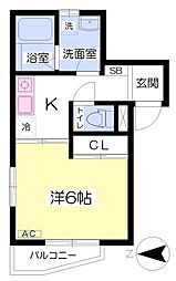 プラタナス八王子 1Kの間取図画像