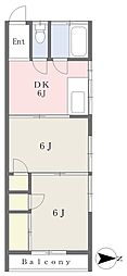 コーポ落合 2DKの間取図画像