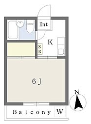 ベロータ 1階1Kの間取り