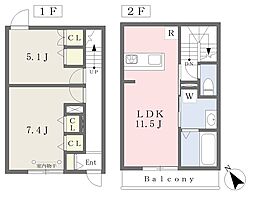 ガーデニアテラス・ノースウィング 1階2LDKの間取り