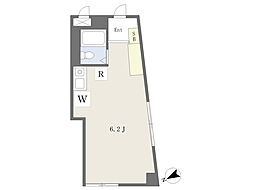 Kフラット ワンルームの間取図画像