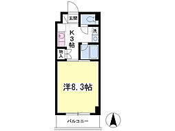 オーチャードヒルズ 1Kの間取図画像