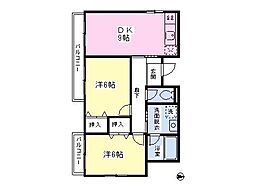 ボナールウィル 2DKの間取図画像