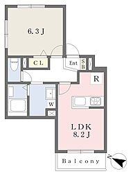 カーサレオーネ 1LDKの間取図画像