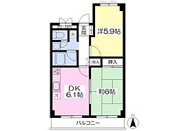ウエスタンコートハウス 2DKの間取図画像