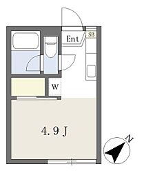 メゾン・ド・アール 2階ワンルームの間取り
