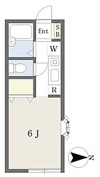 ヴィラグレースIII 1階ワンルームの間取り