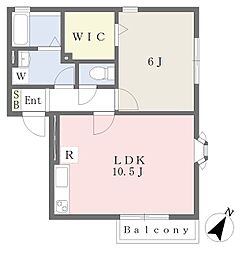 プレミール 2階1LDKの間取り