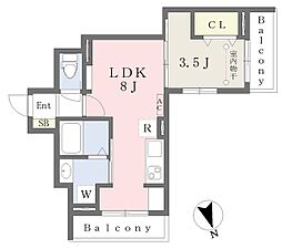 レジデンシア　プラシデス 3階1LDKの間取り