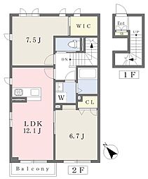 Ｃａｓａ　Ｆｅｌｉｃｅ 2階2LDKの間取り