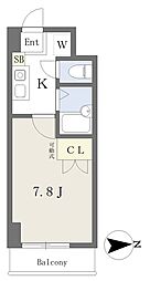 カーサ・アベニュー2 1Kの間取図画像