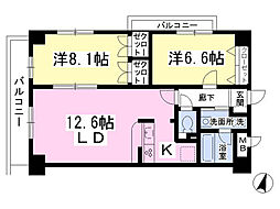 ザ・ハウス府中 2LDKの間取図画像