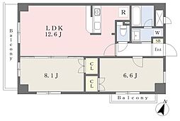 ザ・ハウス府中 2LDKの間取図画像