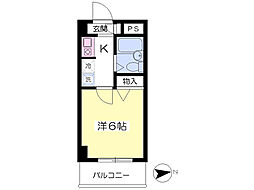 エバーグレース仙川 1Kの間取図画像